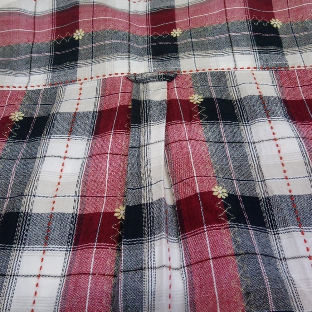 Embroidered Plaid Button Down Top - image 6